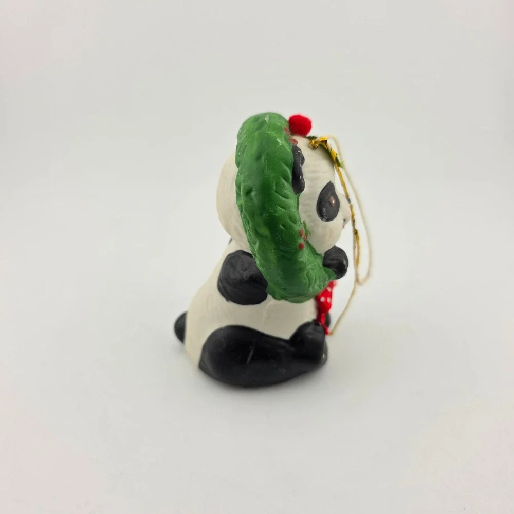 1986 Giftco Panda Bear & Christmas Bear Porcelain‎ Bell Ornaments Taiwan VTG